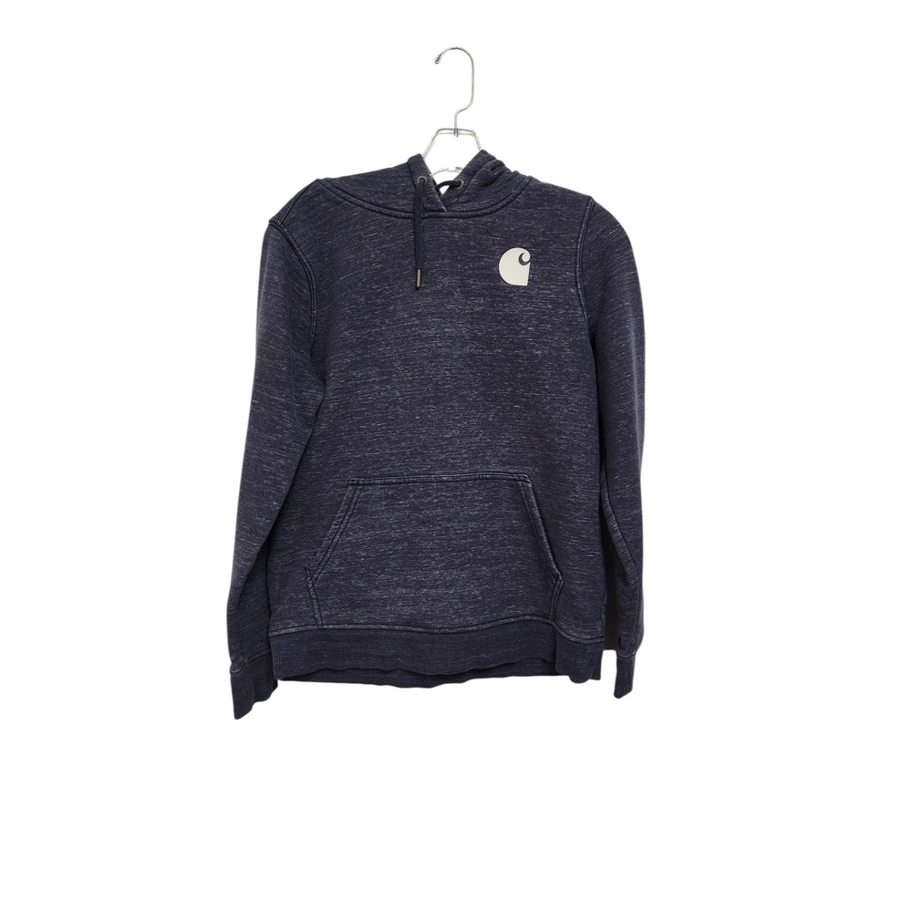 Carhartt Womens Navy Blue Heather Space Dye Logo Pullover Hoodie Size S 4/6